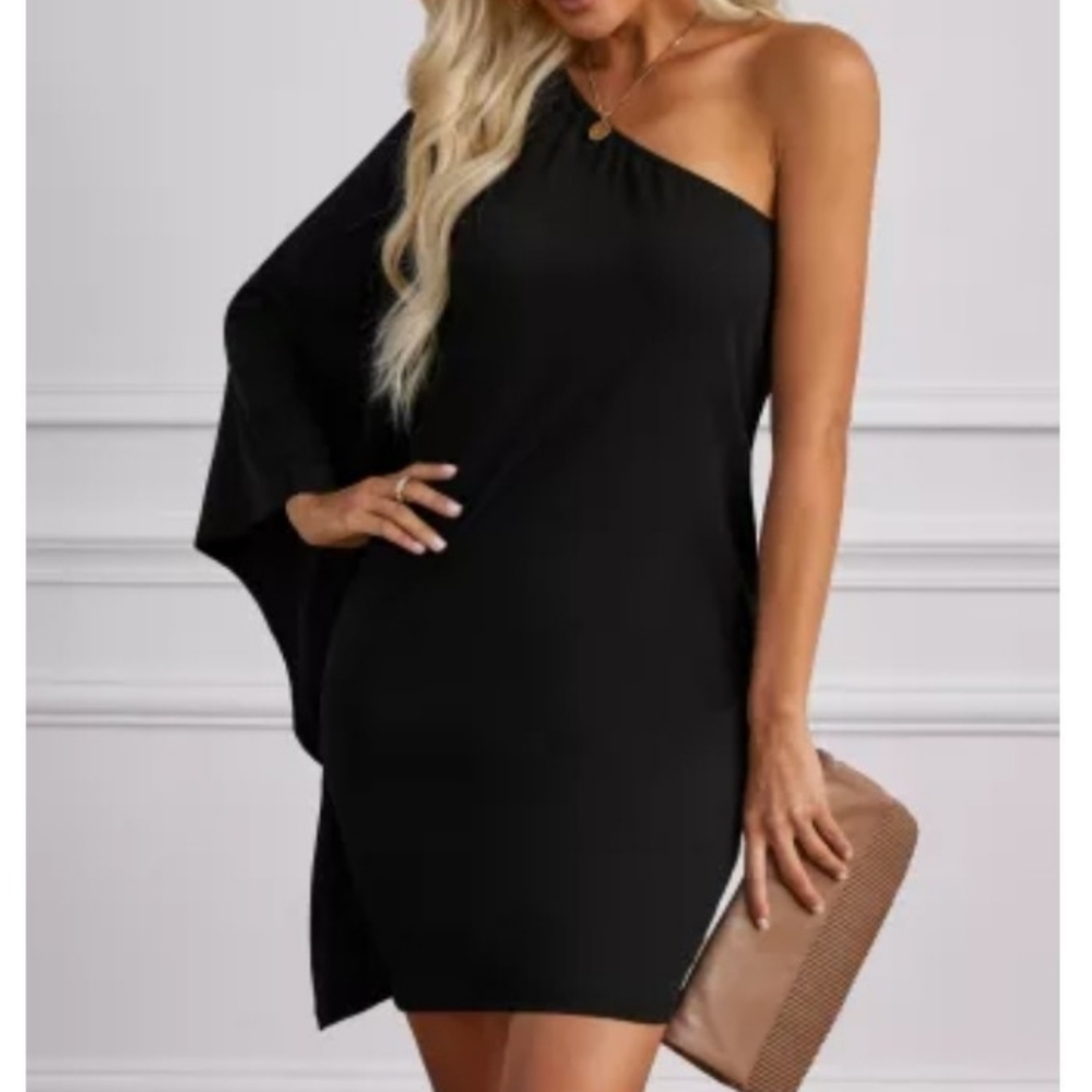 One Shoulder Little Black Mini Dress